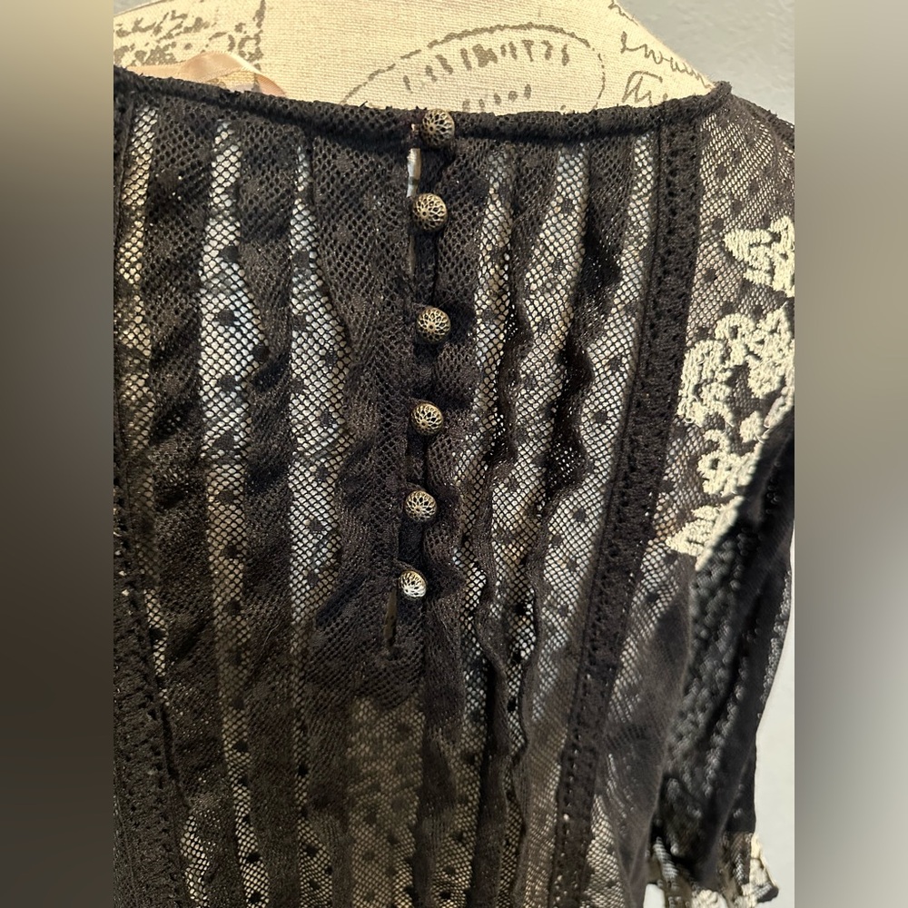 Free People Jocelyn Sheer Mesh Lace Embroidered Tunic Black Size Small - Picture 8 of 10